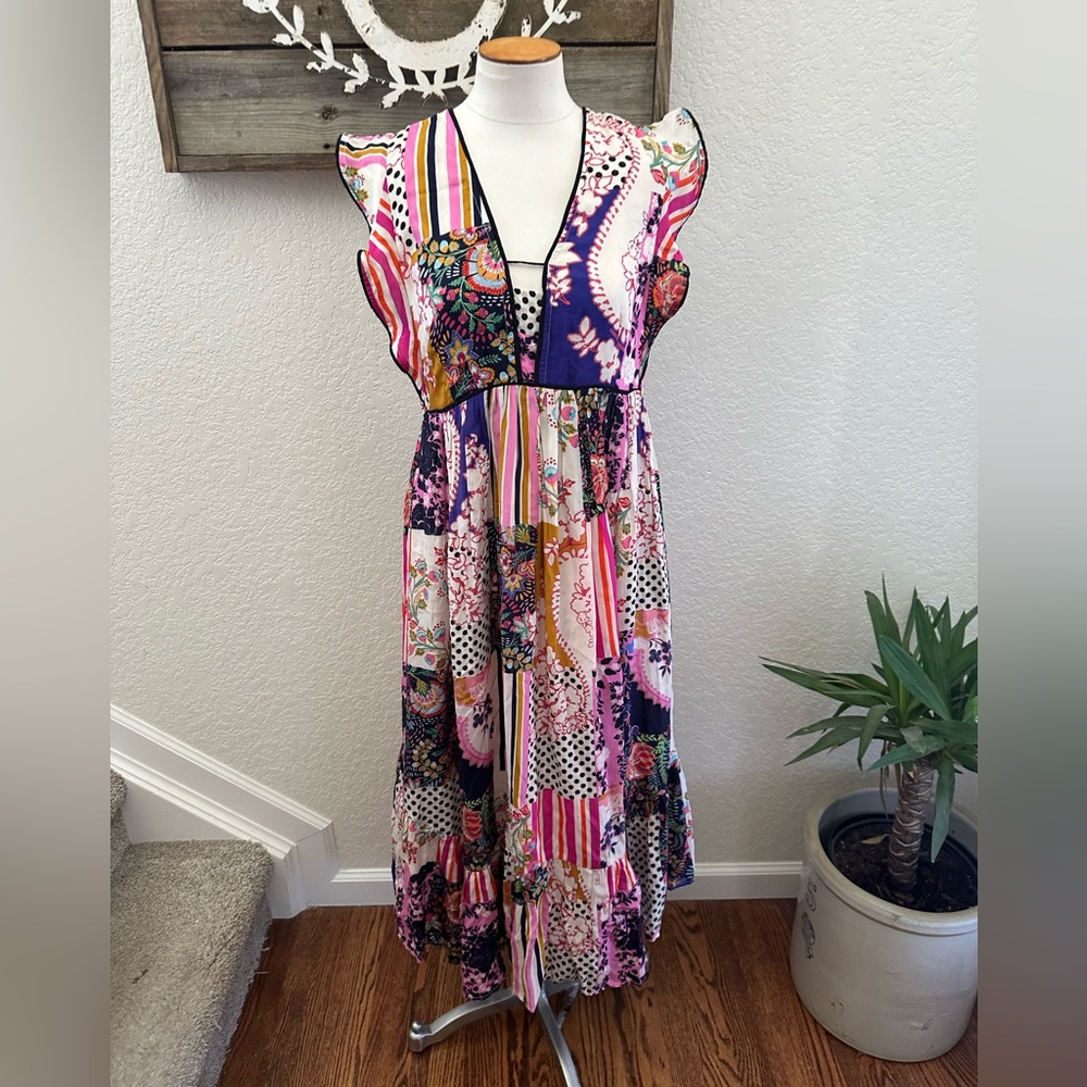 Anthropologie Multicolor Floral Midi Dress ladies size 10 NWT